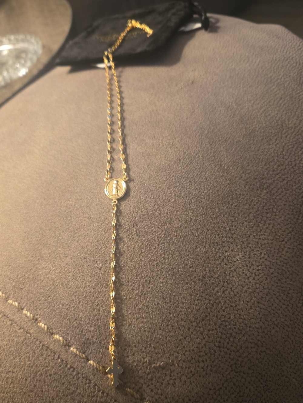 Delicate Gold-Tone Cross Lariat Necklace - Women